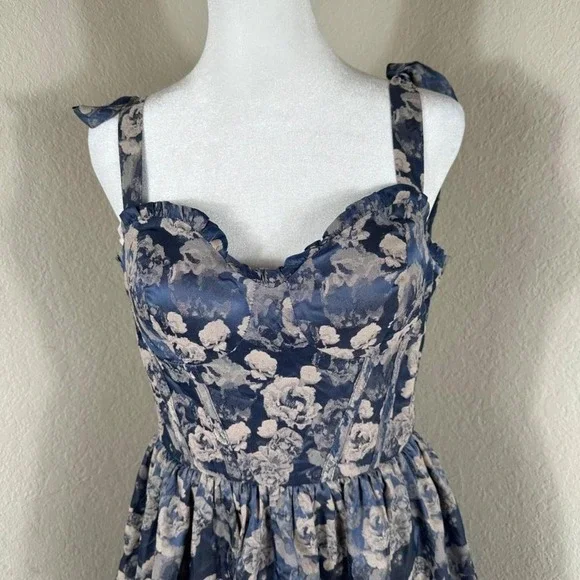 Lulus Babydoll Midi Dress Womens Medium Blue Lovely Bliss Y2K Whimsical Fairy - Picture 2 of 7